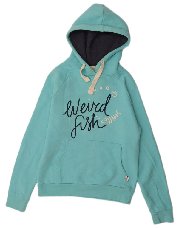 WEIRD FISH Γυναικείο γραφικό μπλούζα με κουκούλα UK 10 Μικρό τιρκουάζ βαμβάκι