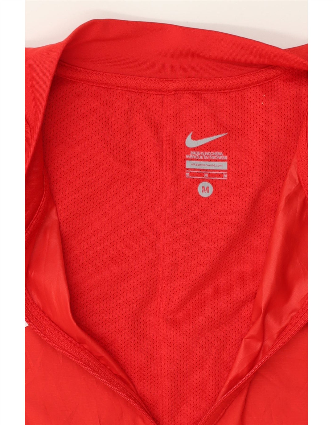 NIKE Mens Zip Neck T-Shirt Top Medium Red Colourblock Polyester Vintage Nike and Second-Hand Nike from Messina Hembry 
