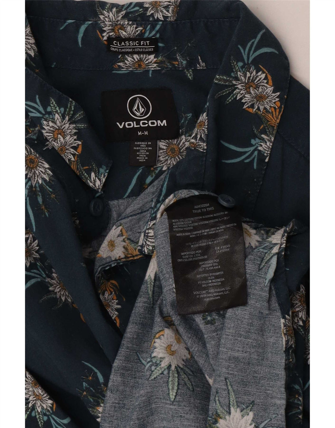 Ανδρικό κοντομάνικο Volcom πουκάμισο Classic Fit, μεσαίο μπλε φλοράλ βαμβακερό