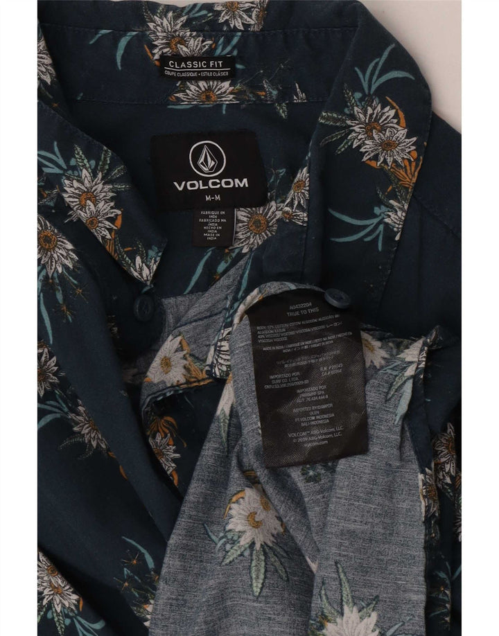 Ανδρικό κοντομάνικο Volcom πουκάμισο Classic Fit, μεσαίο μπλε φλοράλ βαμβακερό