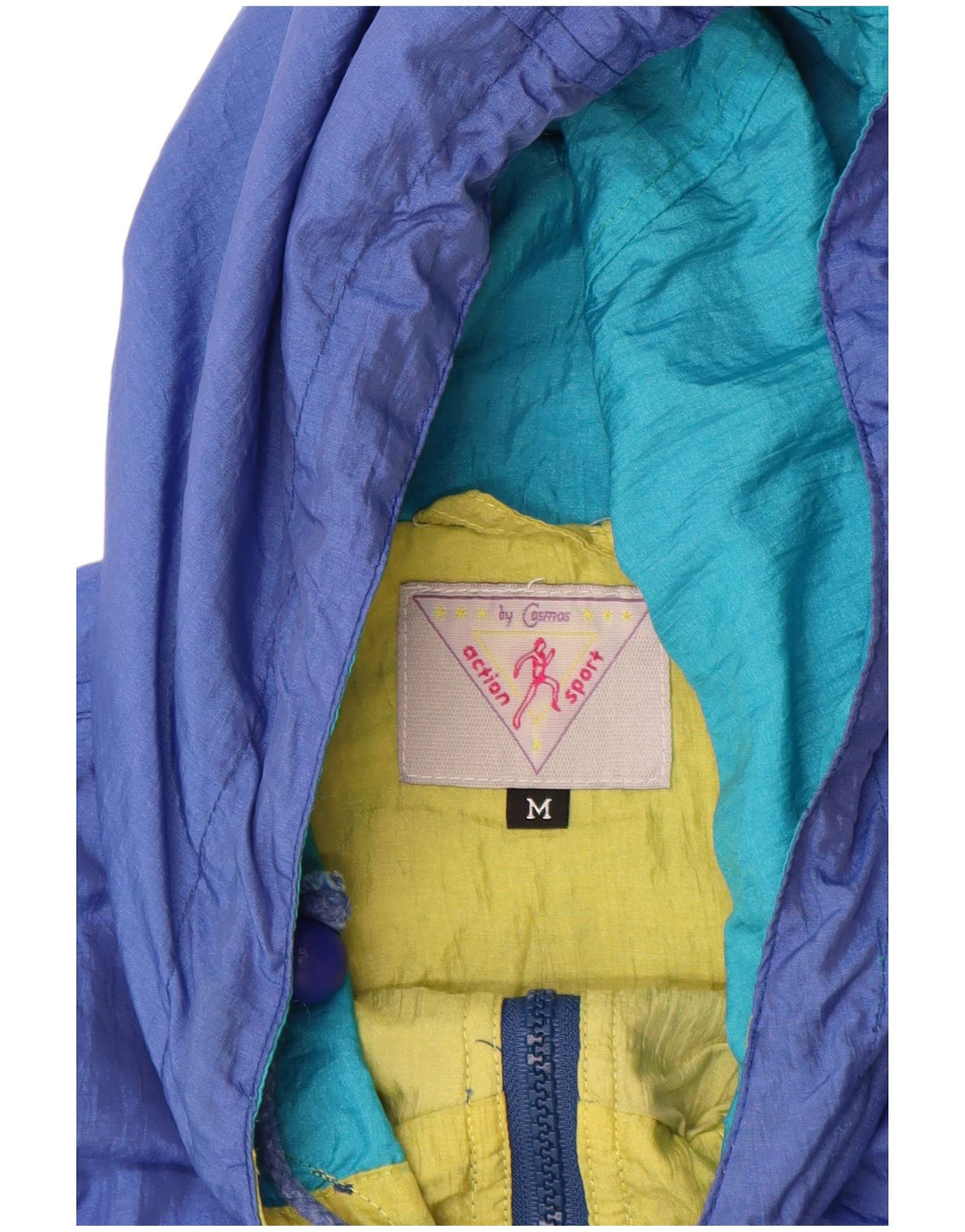 CoSMOS Γυναικείο μπουφάν βροχής με κουκούλα UK 14 Medium Blue Colourblock