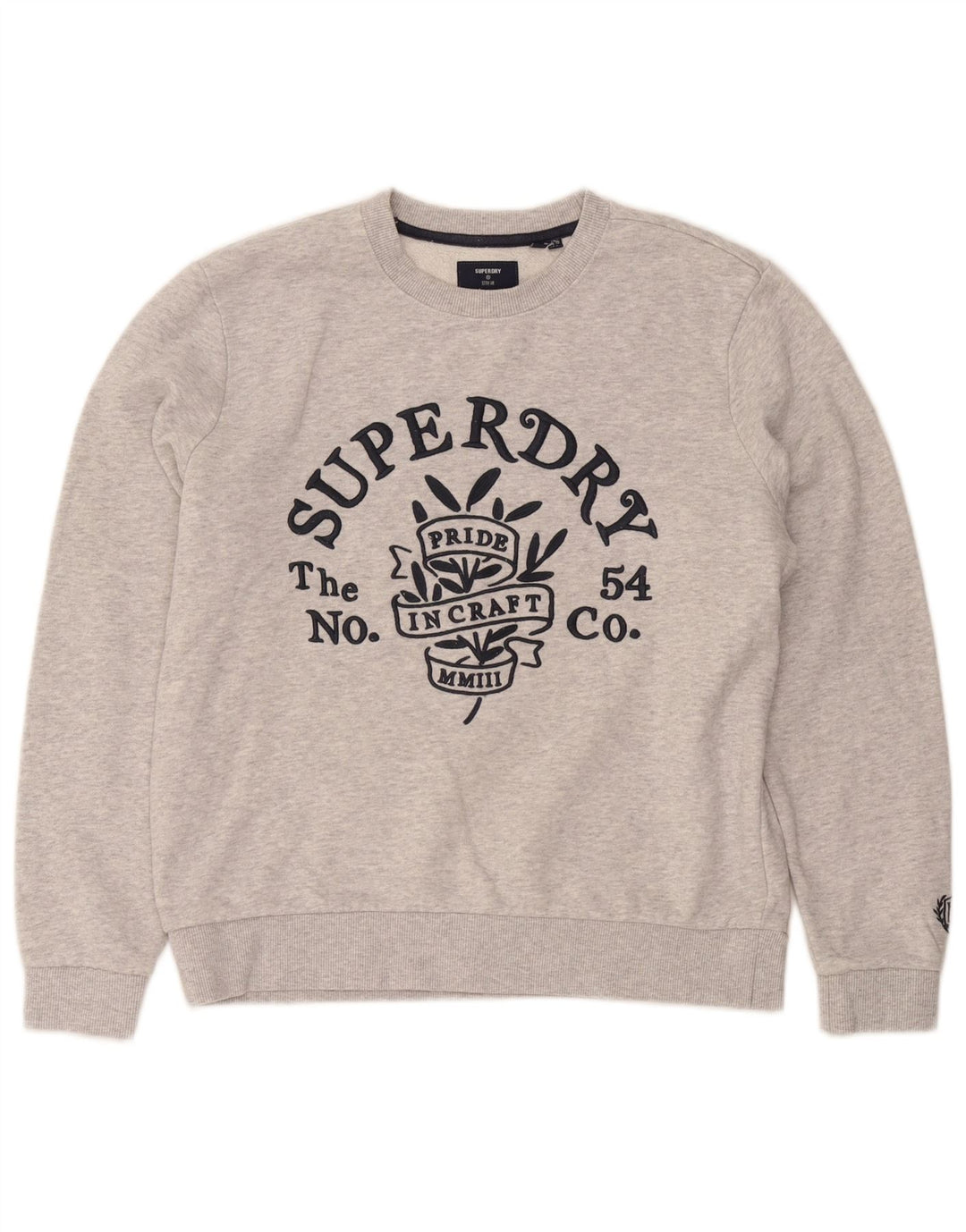 Superdry Γυναικεία γραφική μπλούζα μεγάλου μεγέθους Jumper UK 10 Small Grey Cotton