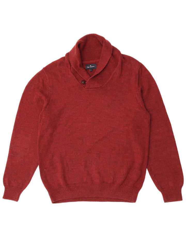 Ανδρικό πουλόβερ Marks & Spencer Μπλε Harbour Shawl Neck Jumper Μεγάλο κόκκινο