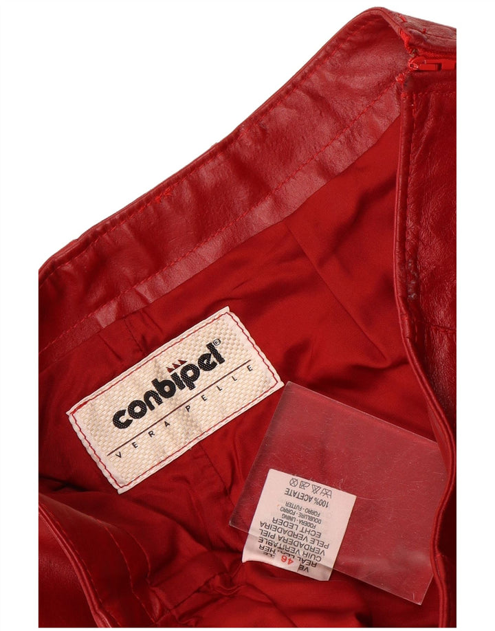 Conbipel Γυναικείο Flare Δερμάτινο Παντελόνι IT 46 Large W30 L30 Δερμάτινο κόκκινο