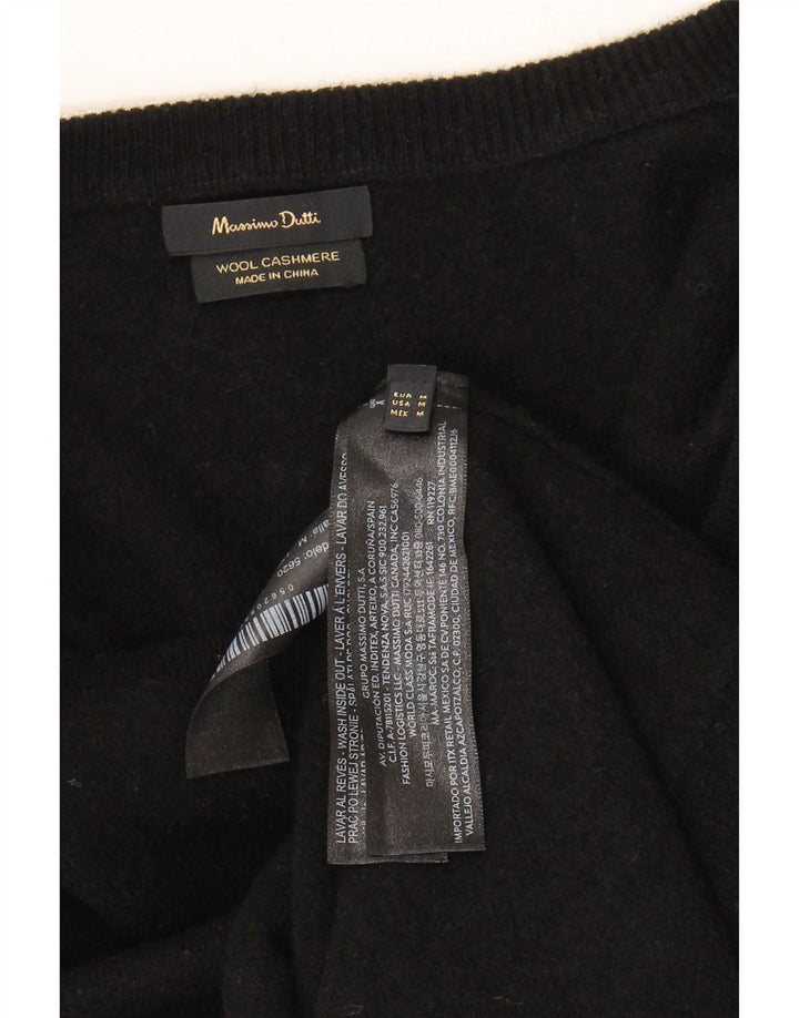 Massimo Dutti Γυναικείο πουλόβερ με λαιμόκοψη με V λαιμόκοψη UK 14 μεσαίο μαύρο μαλλί