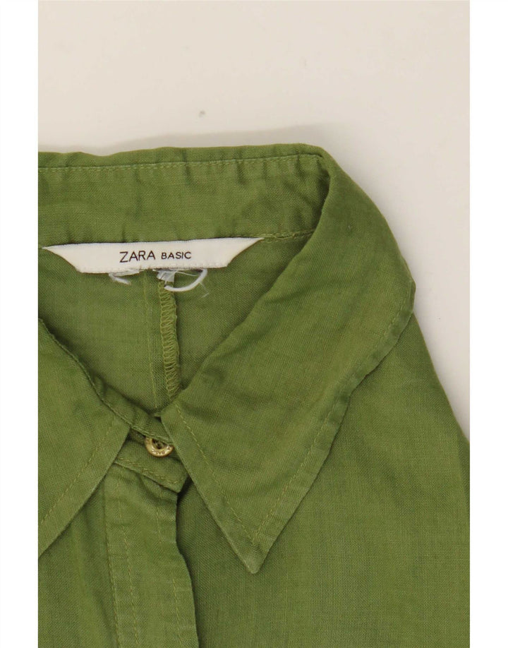 Zara Γυναικείο πουκάμισο 3/4 μανίκι UK 10 Small Green
