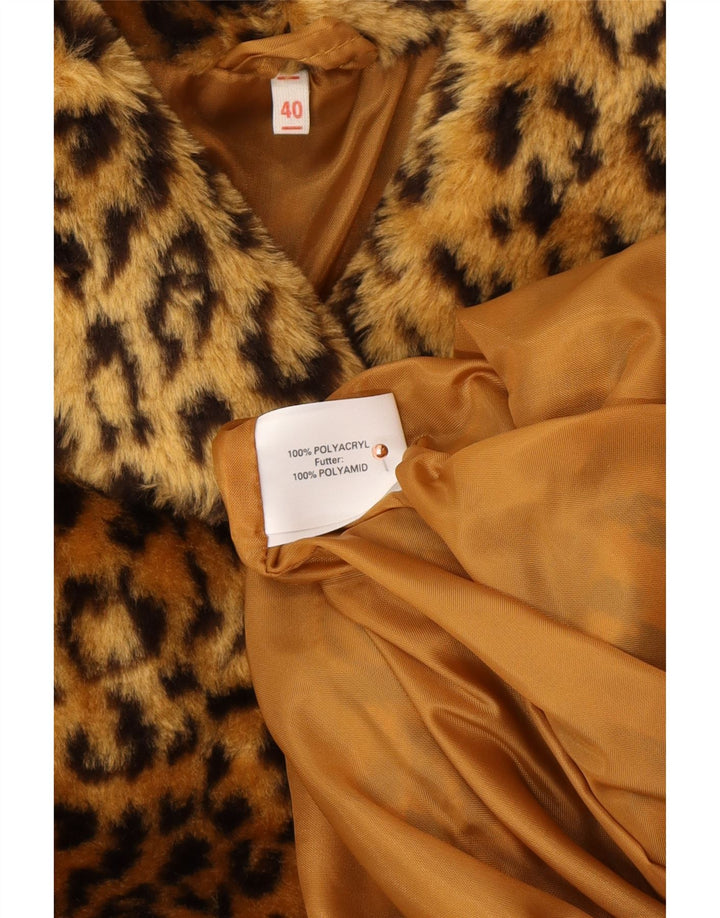 VINTAGE Γυναικείο πανωφόρι από ψεύτικη γούνα μεγάλου μεγέθους EU 40 Animal print μεσαίου καφέ