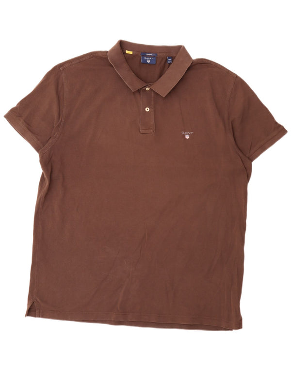 Gant Ανδρικό πουκάμισο Polo Regular Fit 3XL Καφέ βαμβακερό