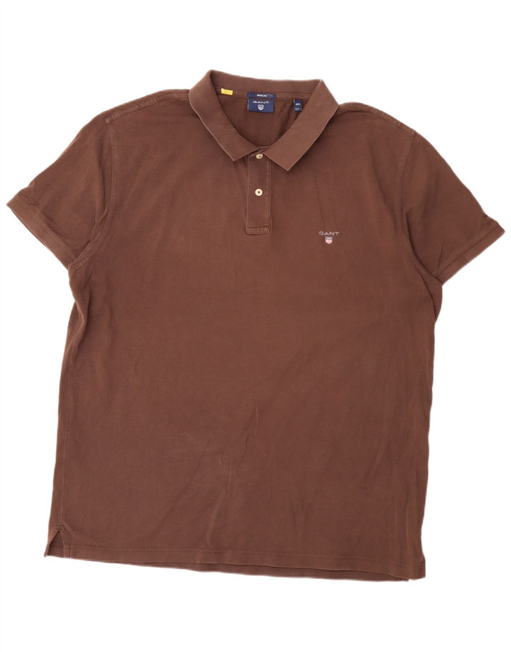 Gant Ανδρικό πουκάμισο Polo Regular Fit 3XL Καφέ βαμβακερό
