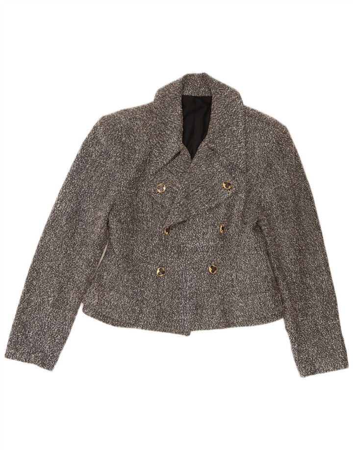 Vintage γυναικείο σακάκι σακάκι με διπλό στήθος UK 8 Small Grey Flecked