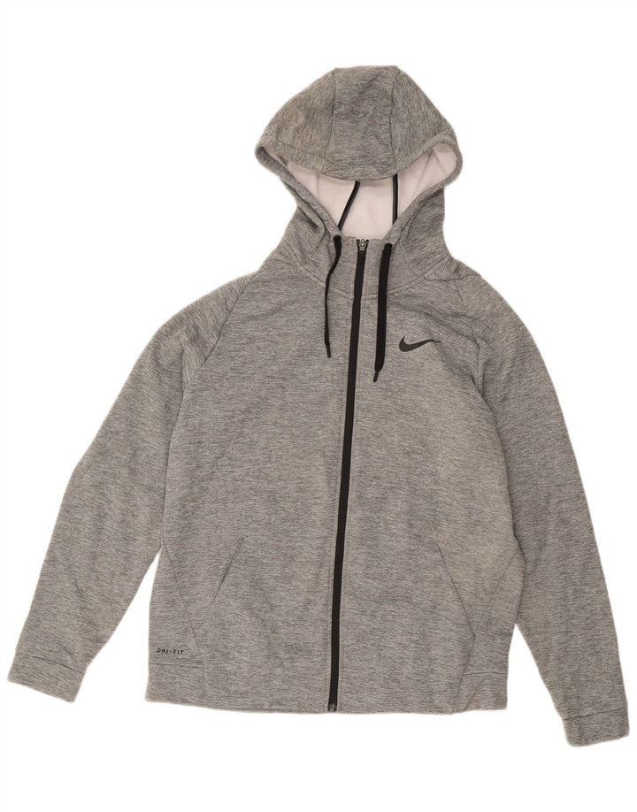 Ανδρικό πουλόβερ Nike με φερμουάρ Dri Fit με κουκούλα με μεγάλο γκρι πολυεστέρα