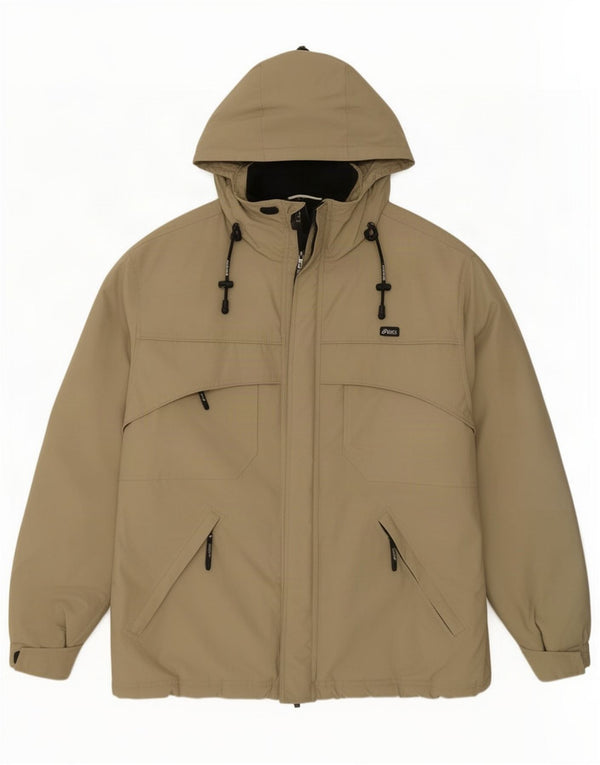 Ανδρικό μπουφάν με κουκούλα Asics UK 44 2XL Khaki Polyamide
