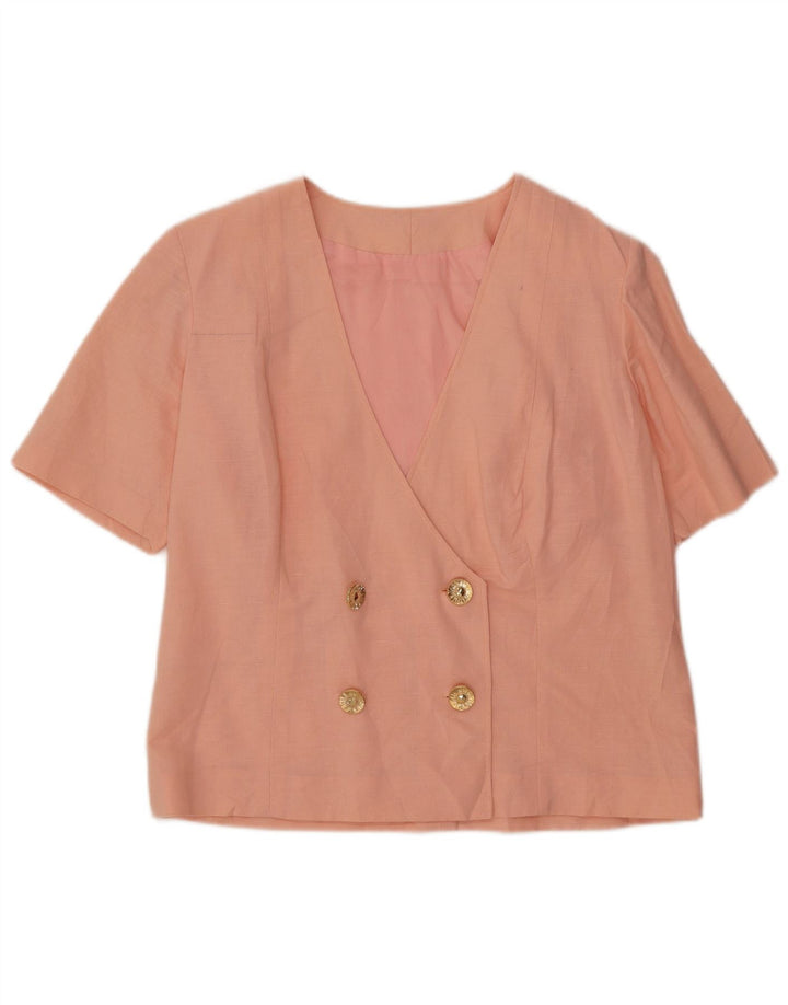 Vintage γυναικείο διπλό κοντομάνικο μπουφάν UK 14 Medium Pink