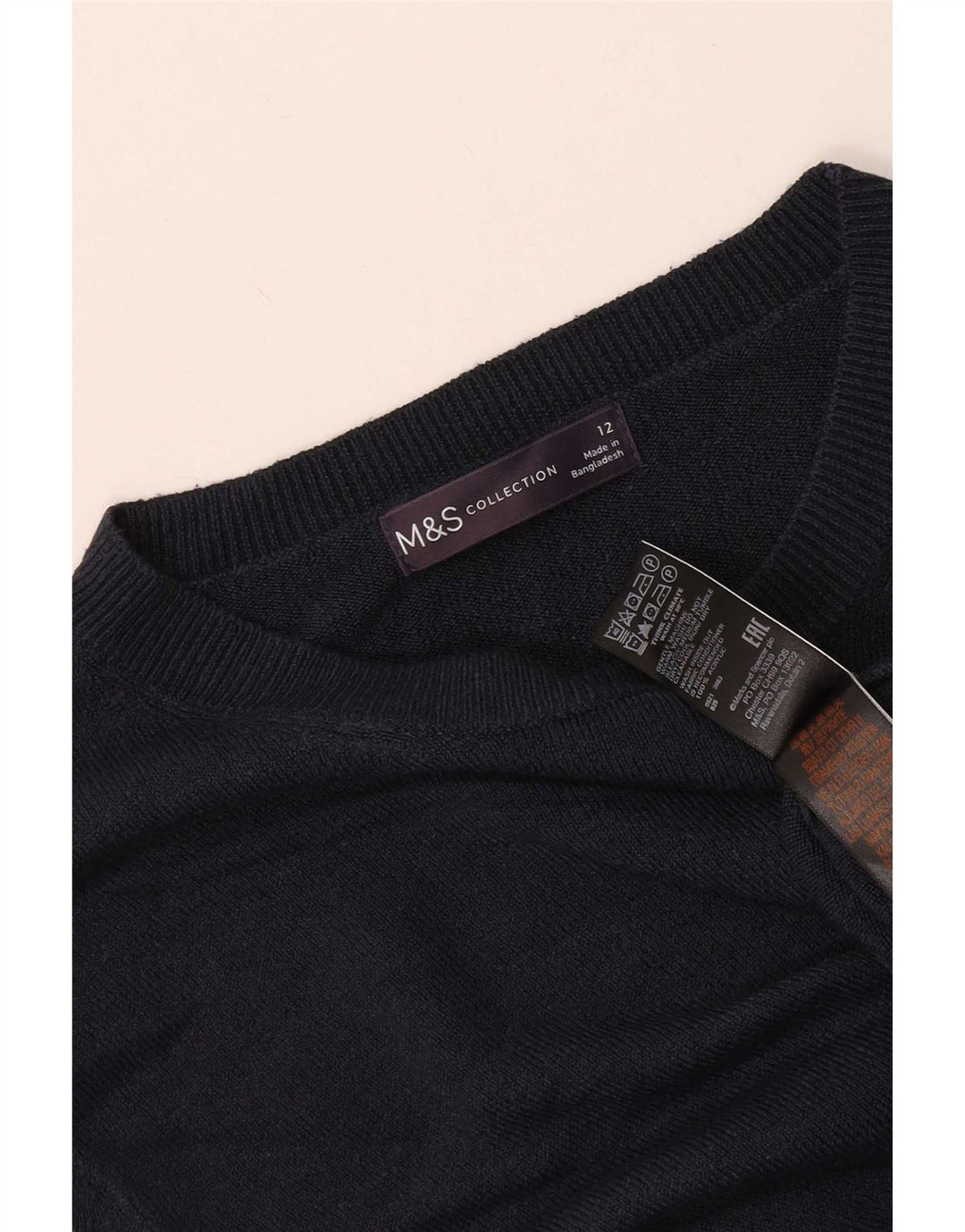 Marks & Spencer Γυναικείο πουλόβερ με λαιμόκοψη UK 12 Medium Navy Blue