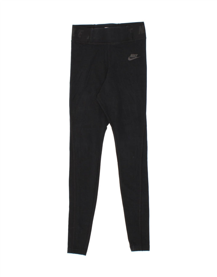 NIKE Womens Graphic Leggings UK 4 XS Navy Blue Vintage Nike and Second-Hand Nike from Messina Hembry 