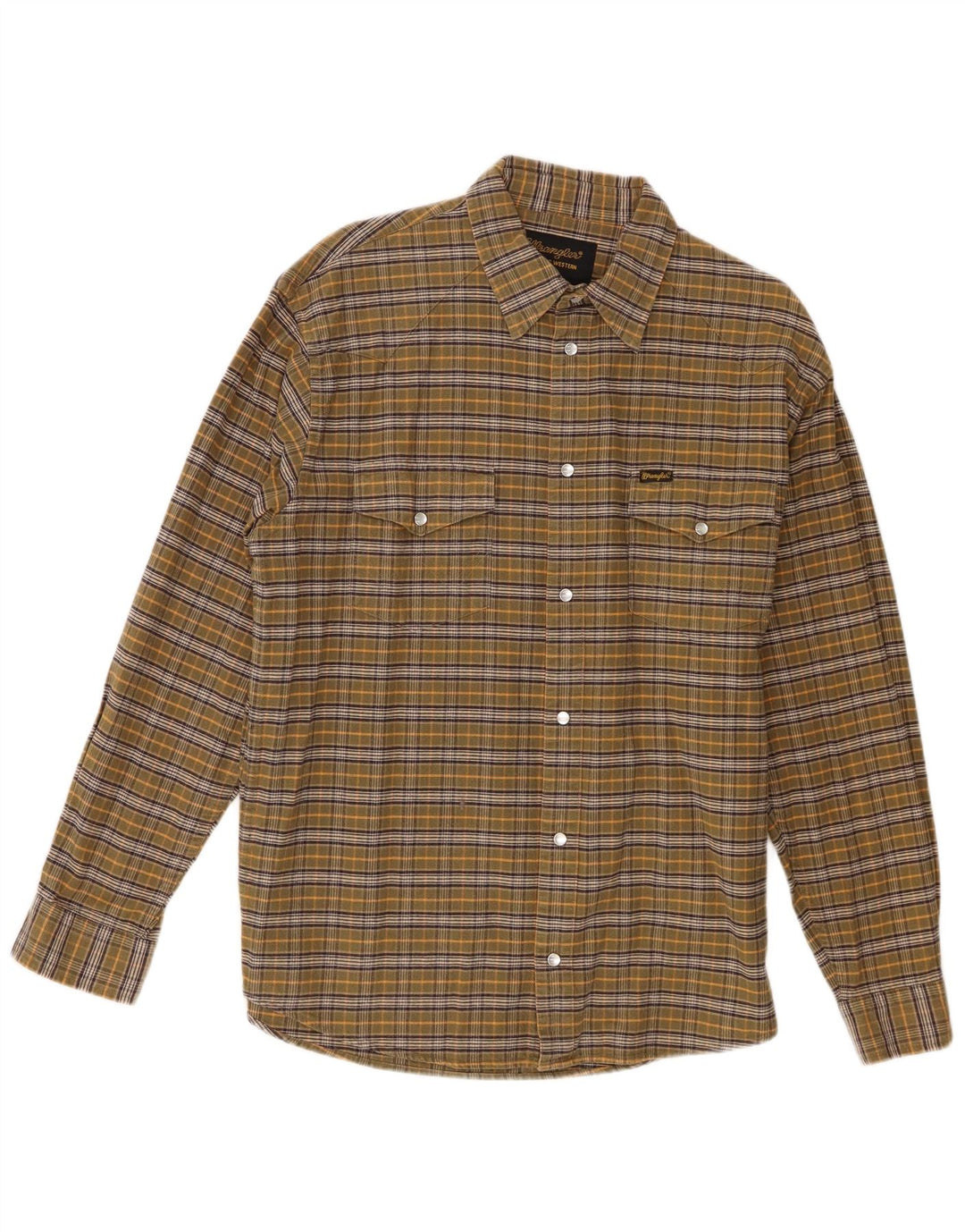 Ανδρικό φανελένιο πουκάμισο Wrangler μεγάλο χακί βαμβακερό