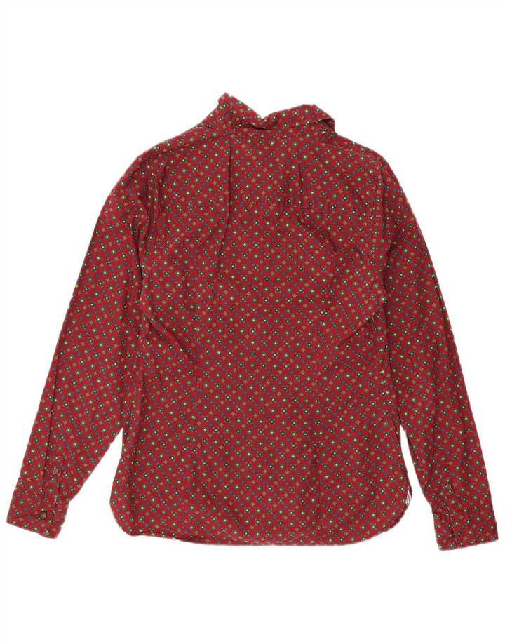 TOMMY HILFIGER Womens Shirt US 10 Large Red Geometric Cotton
