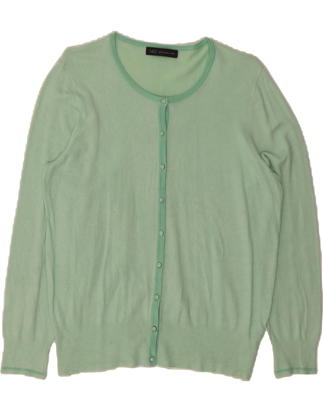 MARKS & SPENCER Womens Cardigan Sweater UK 16 Large Green Viscose Vintage Marks & Spencer and Second-Hand Marks & Spencer from Messina Hembry 