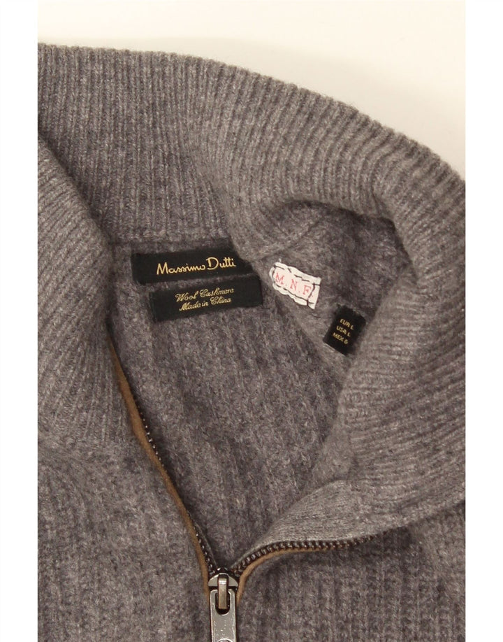 MASSIMO DUTTI Ανδρική ζακέτα πουλόβερ μεγάλο γκρι μαλλί