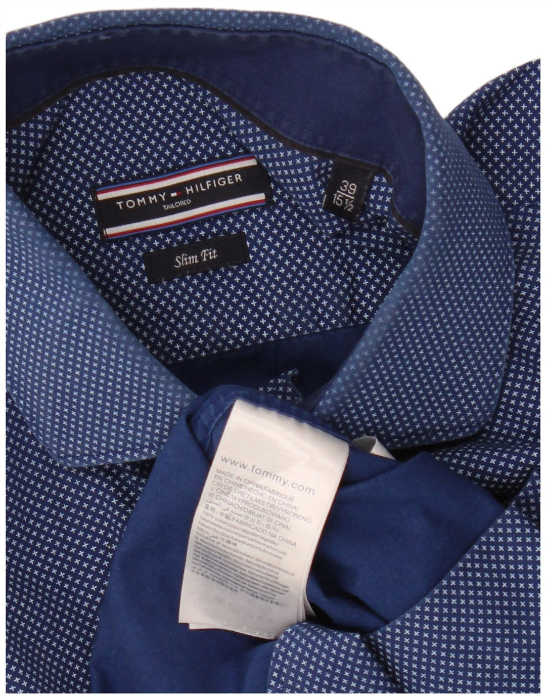 TOMMY HILFIGER Ανδρικό πουκάμισο Abstract Pattern Μέγεθος 15 1/2 39 Medium Navy Blue