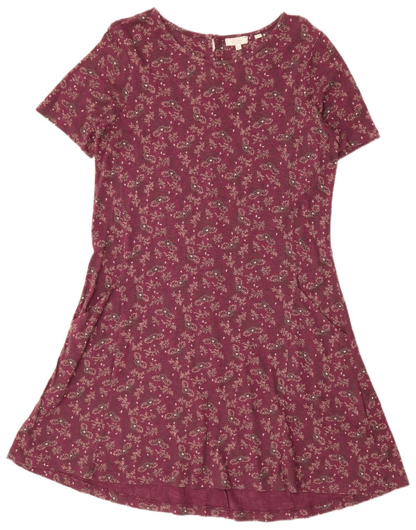 Fat Face Γυναικείο φόρεμα A-Line UK 10 Small μπορντό floral βαμβάκι