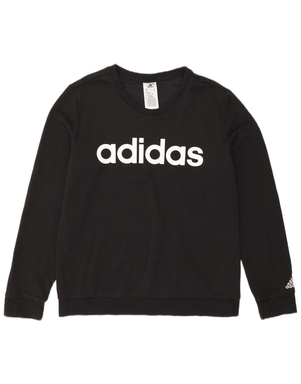 Γυναικείο γραφικό φούτερ Adidas Jumper UK 16/18 μεγάλο μαύρο βαμβακερό