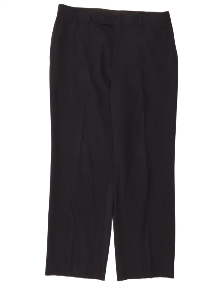 Γυναικείο ίσιο παντελόνι HUGO BOSS W34 L31 Μαλλί Navy Blue