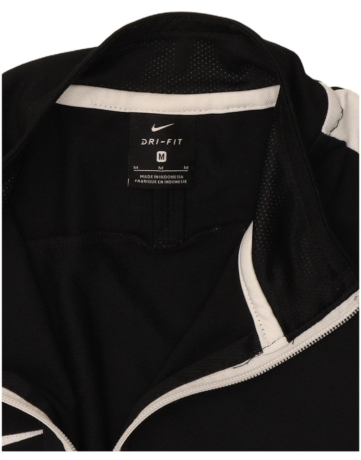 NIKE Mens Dri Fit Tracksuit Top Jacket Medium Black Colourblock Polyester