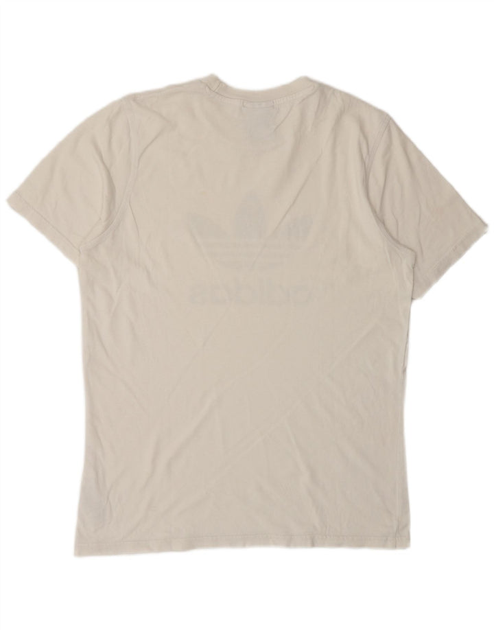 Ανδρικό γραφικό T-Shirt Adidas Top από μεσαίο λευκό βαμβακερό