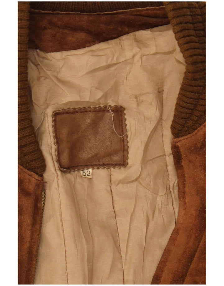 VINTAGE Ανδρικό Suede Bomber Jacket IT 52 XL Καφέ