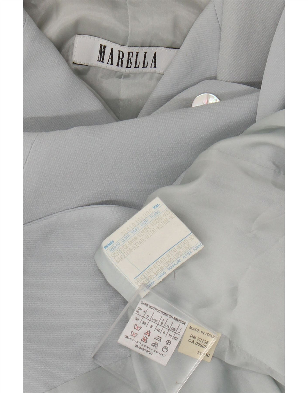 Marella Γυναικείο σακάκι Longline με 4 κουμπιά UK 10 Small Blue Rayon