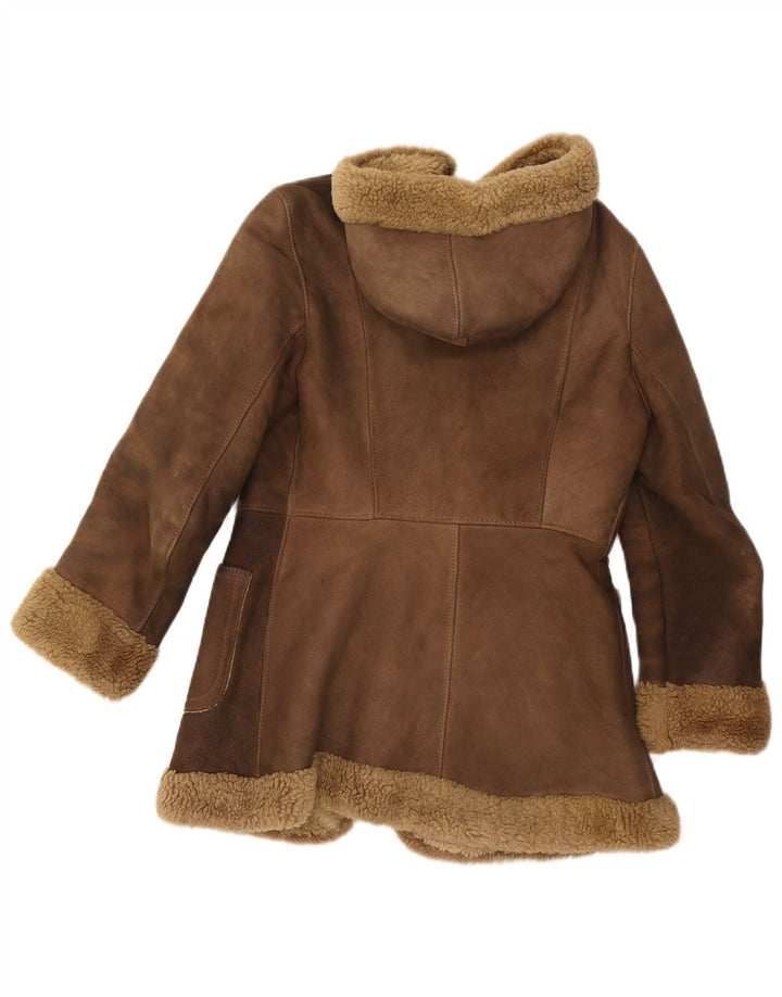 Vintage γυναικείο μπουφάν Shearling UK 10 Small Brown Leather