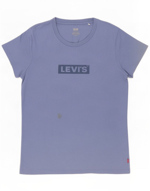 Γυναικείο γραφικό T-Shirt Levi's Top UK 10 Small Blue βαμβακερό