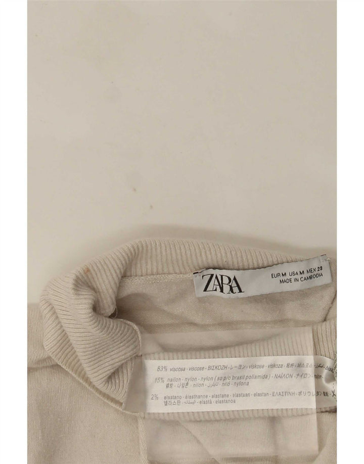 Zara Γυναικείο πουλόβερ με ρολό λαιμόκοψη UK 12 μεσαία λευκή βισκόζη
