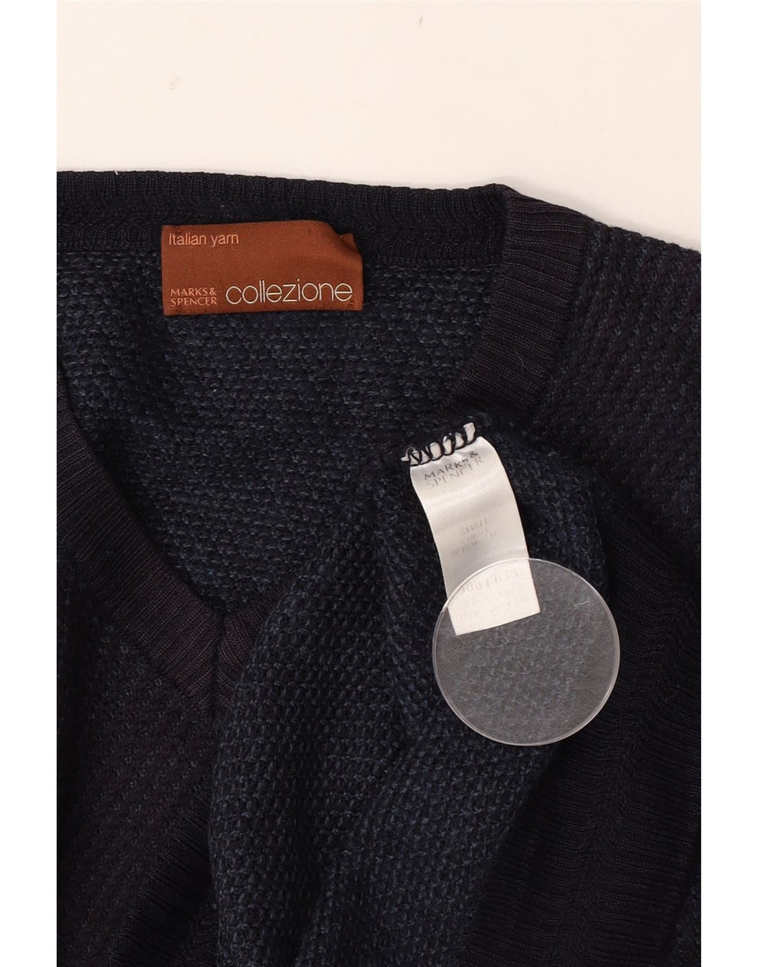 Marks & Spencer Ανδρικό πουλόβερ με λαιμόκοψη με λαιμόκοψη Μικρό Navy Blue