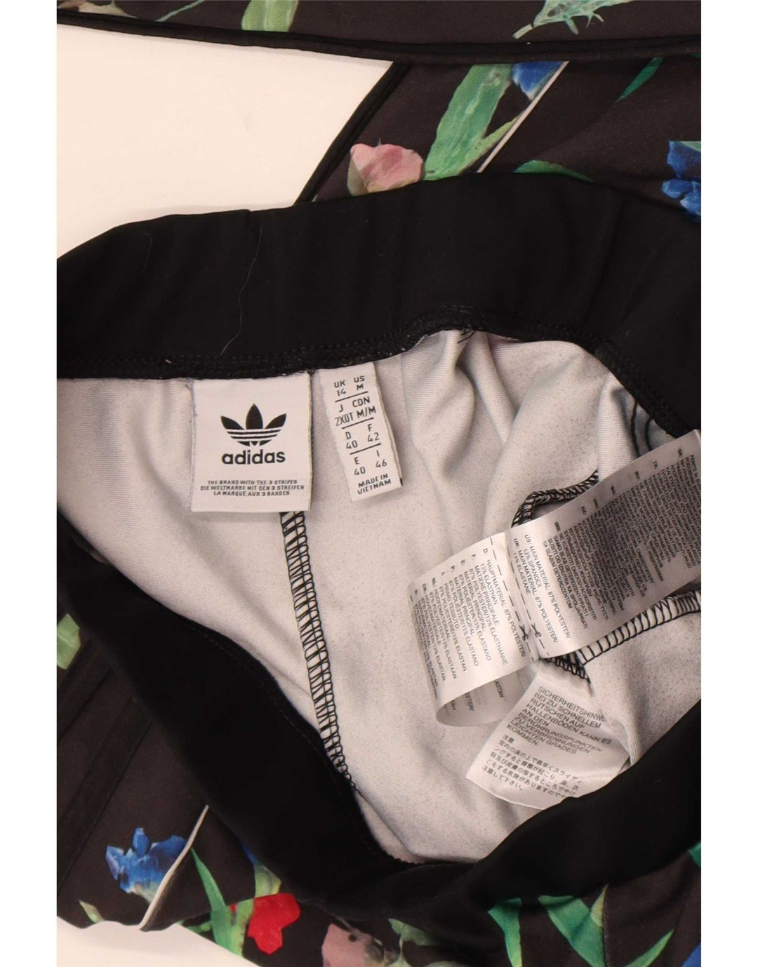 Γυναικείο κολάν Adidas UK 14 Medium Black Floral Polyester
