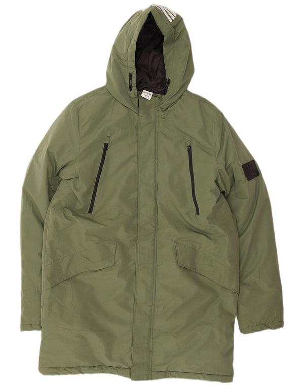 Vintage Boys Graphic Hooded Podded Courblock 15-16 Years Khaki Colorblock