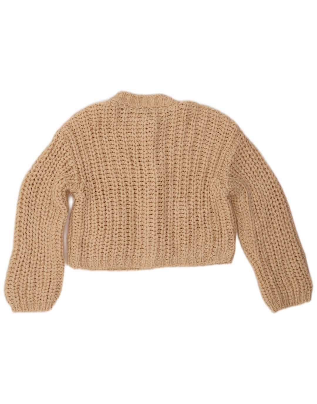 Γυναικείο πουλόβερ ZARA Crop Oversized Cardigan UK 10 Small Beige Acrylic