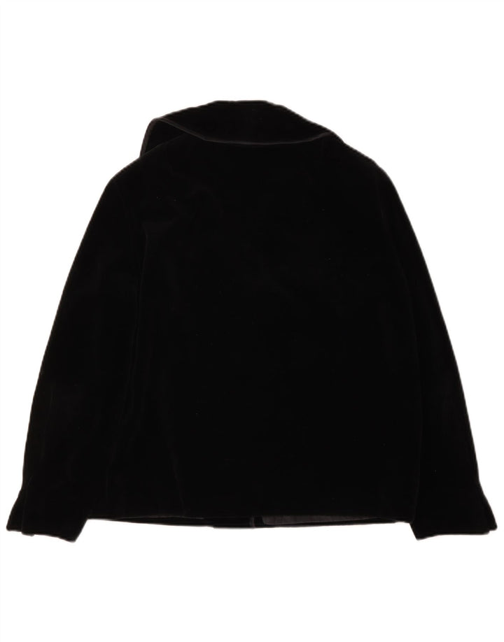Vintage γυναικείο βελούδινο σακάκι με 4 κουμπιά UK 14 Large Black