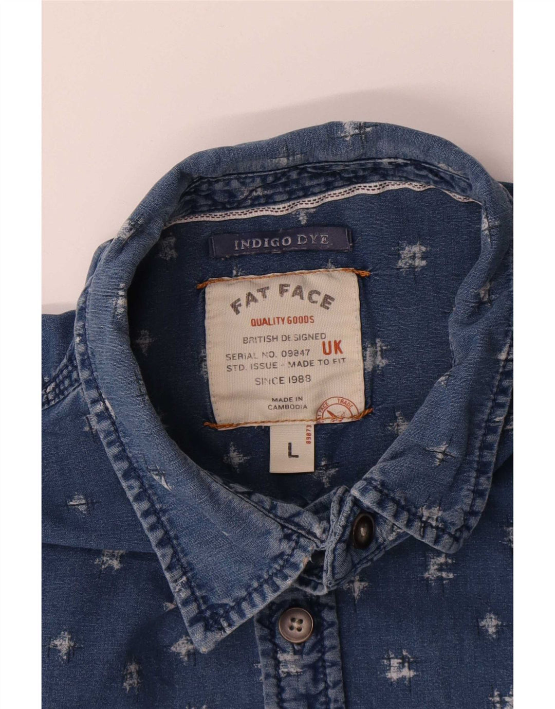 Ανδρικό πουκάμισο με αφηρημένο σχέδιο Indigo Dye Ανδρικό Μεγάλο Μπλε Βαμβακερό