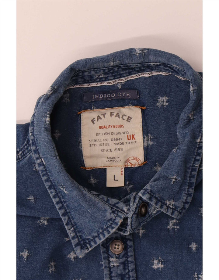 Ανδρικό πουκάμισο με αφηρημένο σχέδιο Indigo Dye Ανδρικό Μεγάλο Μπλε Βαμβακερό