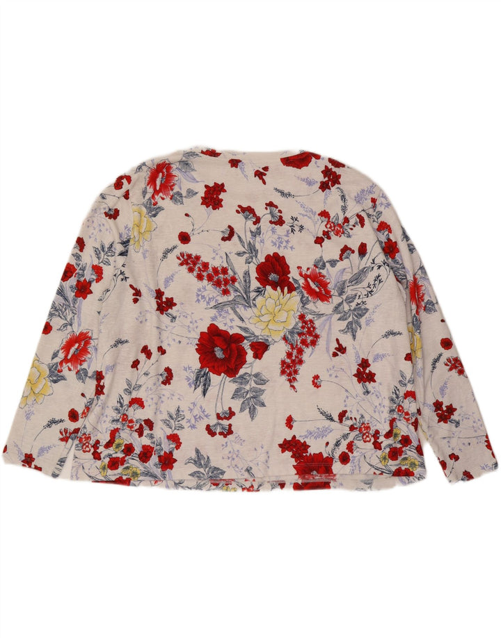 MARKS & SPENCER Womens Oversized Top Long Sleeve UK 22 3XL White Floral Vintage Marks & Spencer and Second-Hand Marks & Spencer from Messina Hembry 