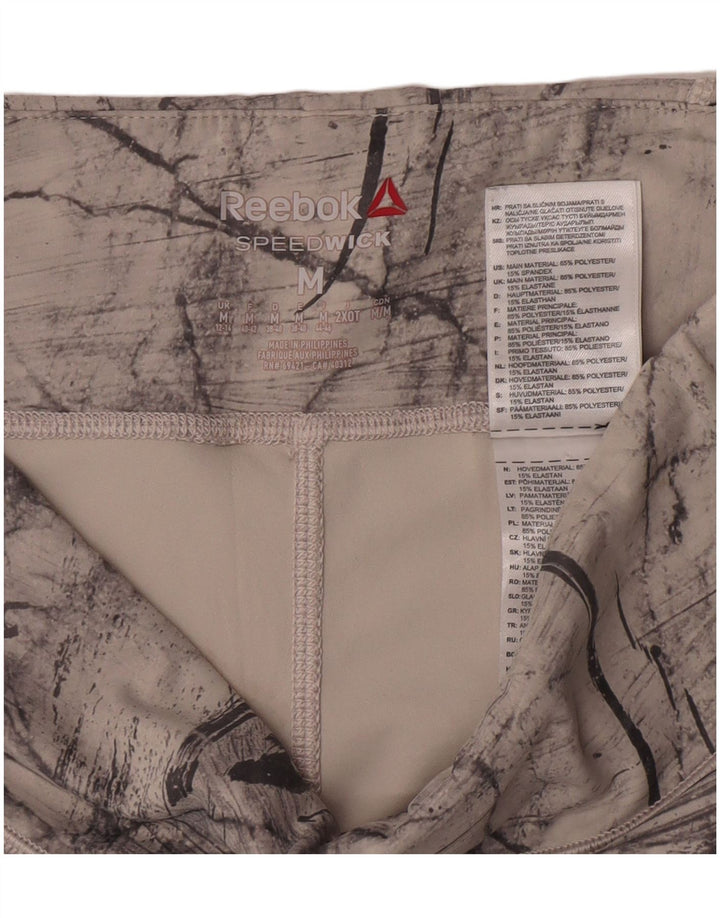 Reebok Womens Crop Abstract Pattern κολάν UK 12/14 Medium Grey