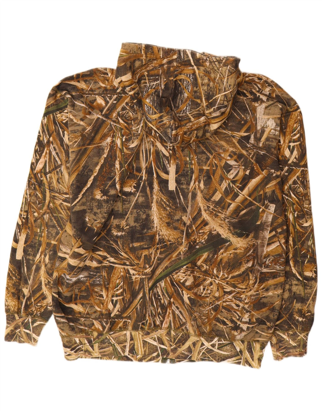 Ανδρικό πουλόβερ με κουκούλα VINTAGE 2XL καφέ καμουφλάζ πολυεστέρας