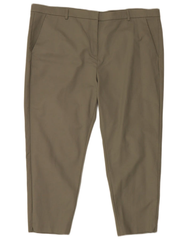Marks & Spencer Γυναικείο Crop Chino Παντελόνι UK 22 2XL W44 L25 Πράσινο βαμβακερό