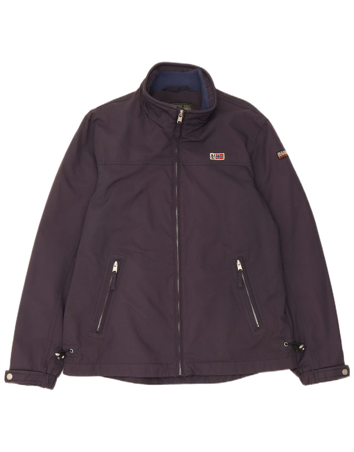 Napapijri Ανδρικό γεωγραφικό μπουφάν βροχής UK 40 Large Navy Blue Polyamide