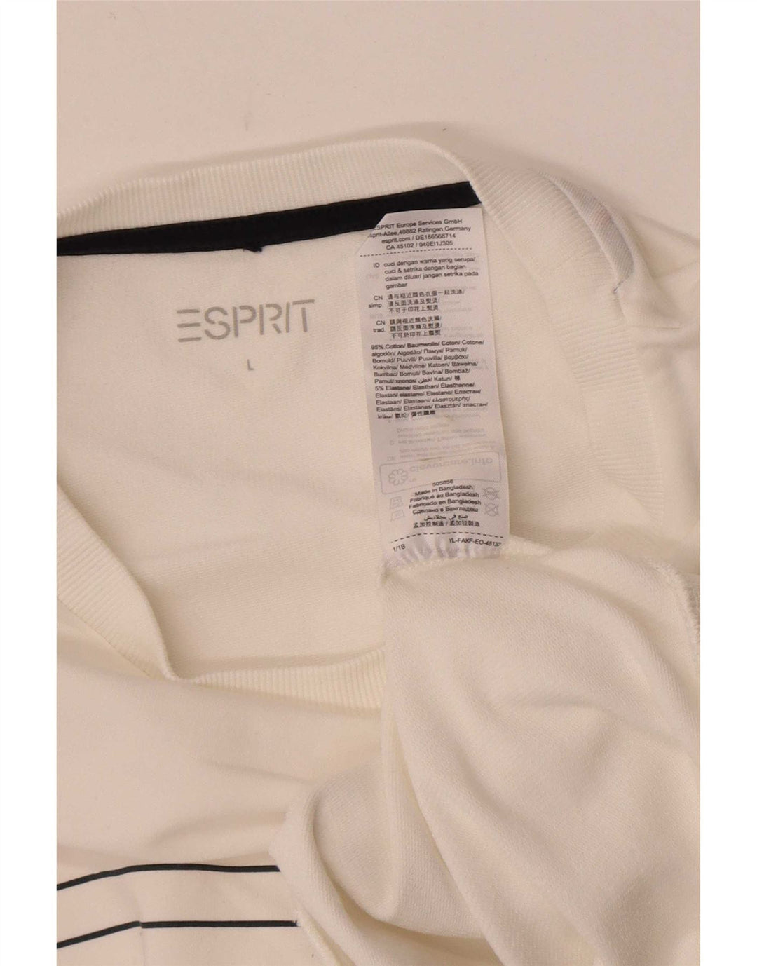 Esprit Γυναικείο Φούτερ Jumper UK 16 Μεγάλο Λευκό Βαμβακερό ριγέ