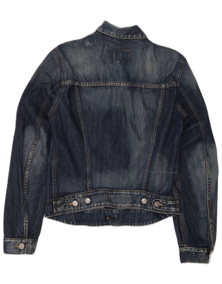 Gas Γυναικείο Τζιν Μπουφάν UK 12 Medium Navy Blue Cotton