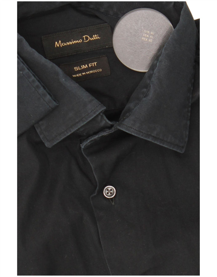 Ανδρικό πουκάμισο Massimo Dutti Slim Fit XL Μαύρο