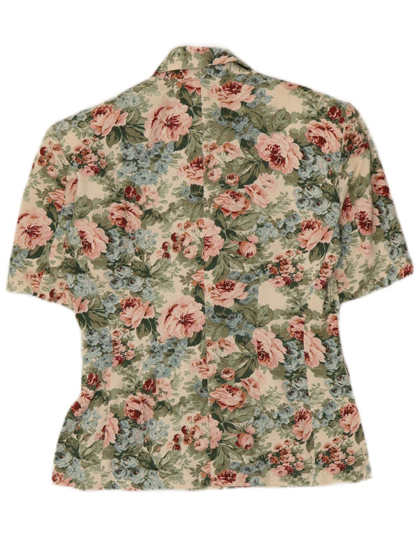 Vintage γυναικεία κοντομάνικη ζακέτα UK 10 Small Green Floral